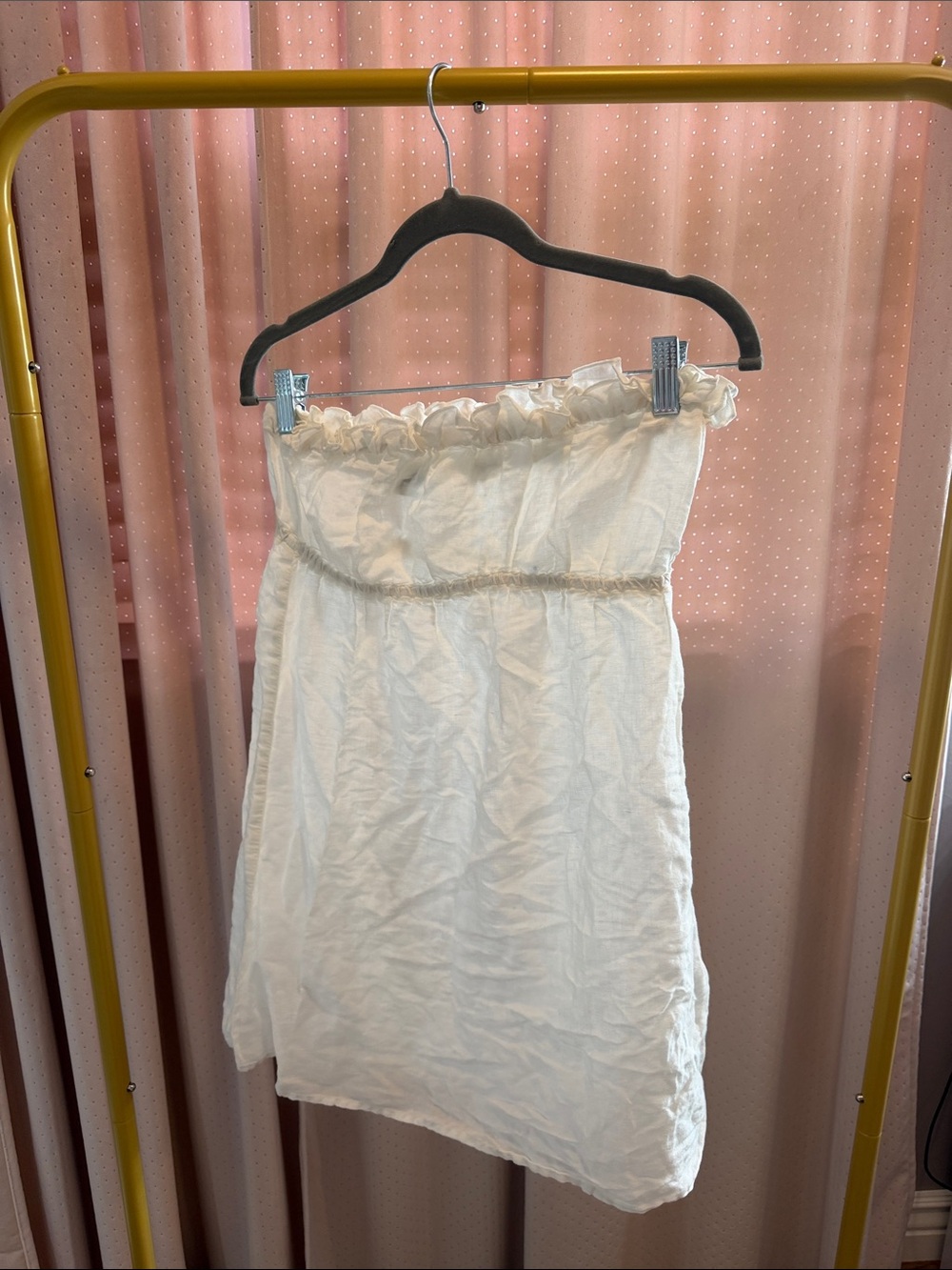 J. Crew Cream Strapless Ruffle-Trim Linen Cover Up dress